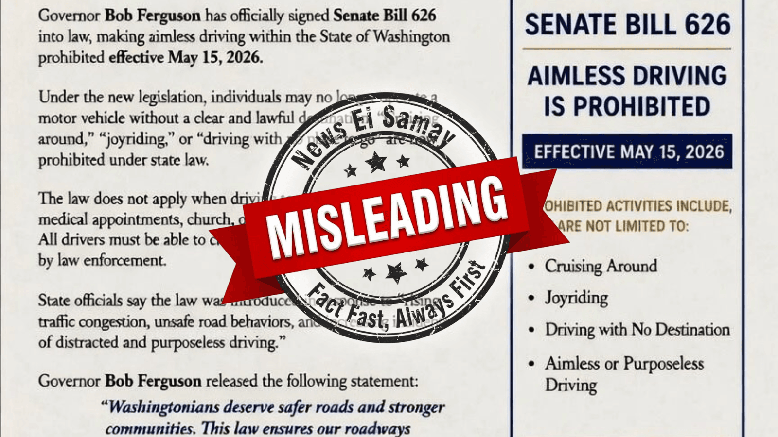 Did House Bill 626 ban ‘aimless driving’? Viral US claim debunked