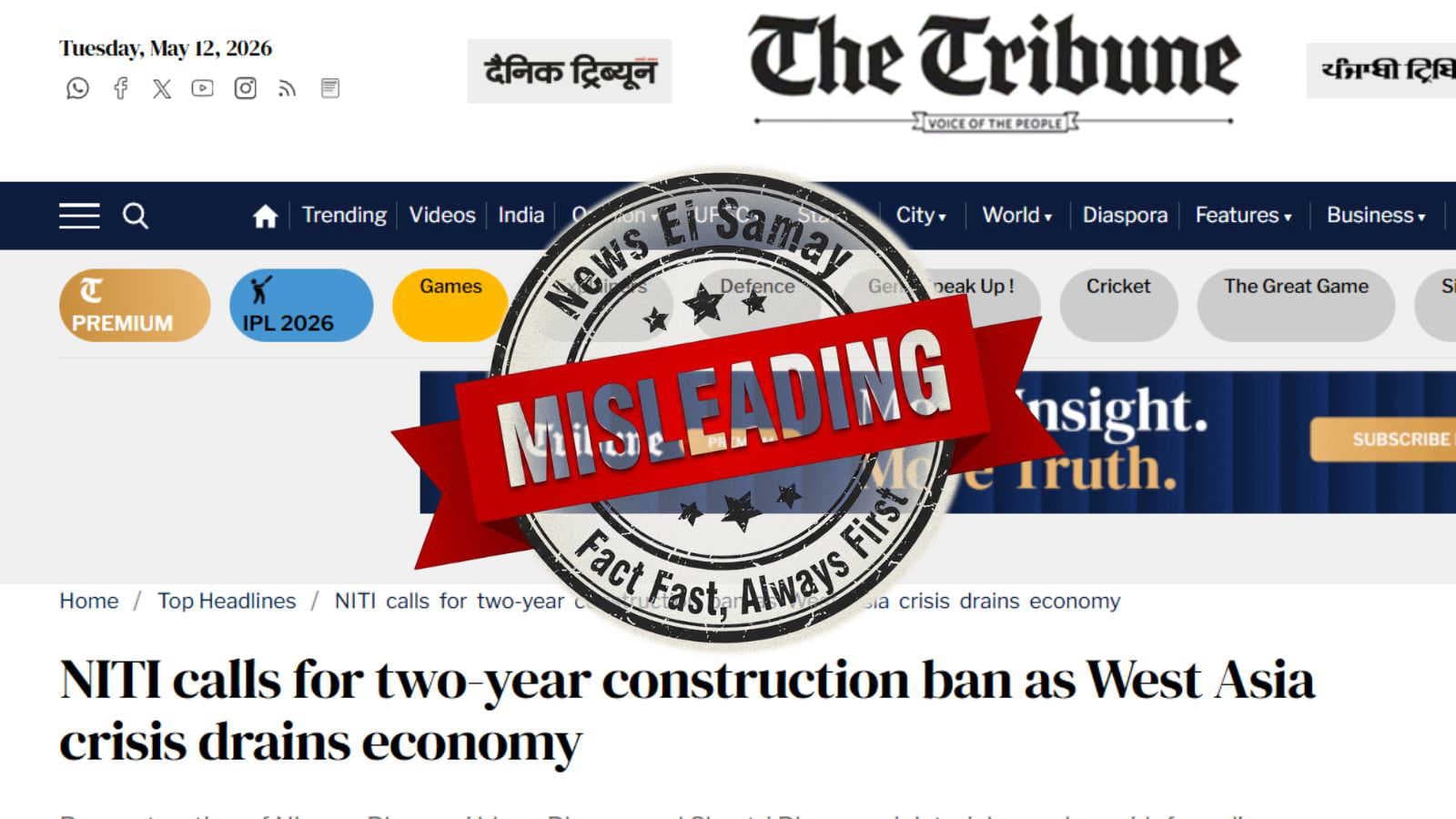 Fact check: NITI Aayog denies report of two-year construction ban