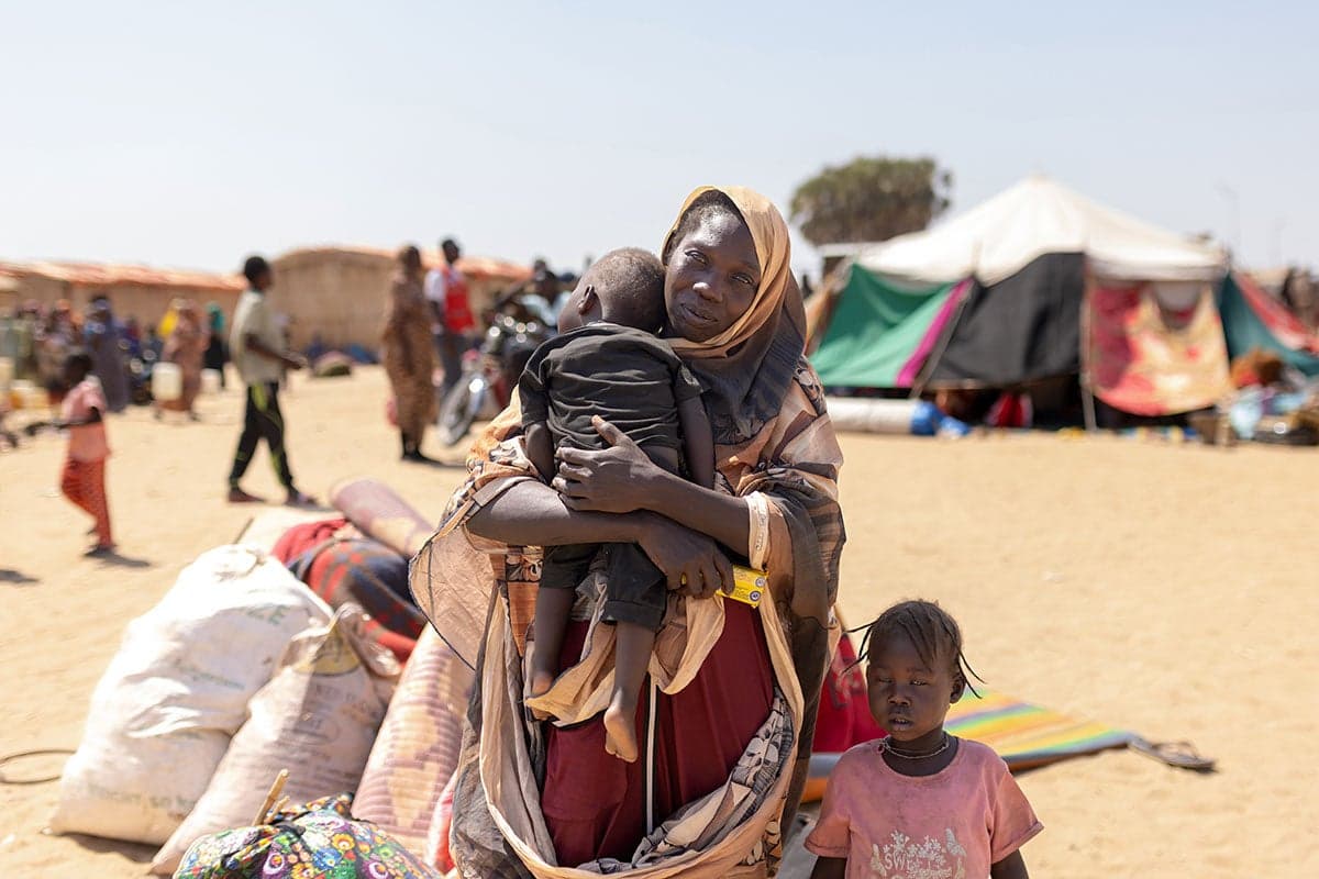 Displaced Sudanese family at a camp as the UN orders an urgent inquiry into al-Obeid violence and the worsening humanitarian crisis.
