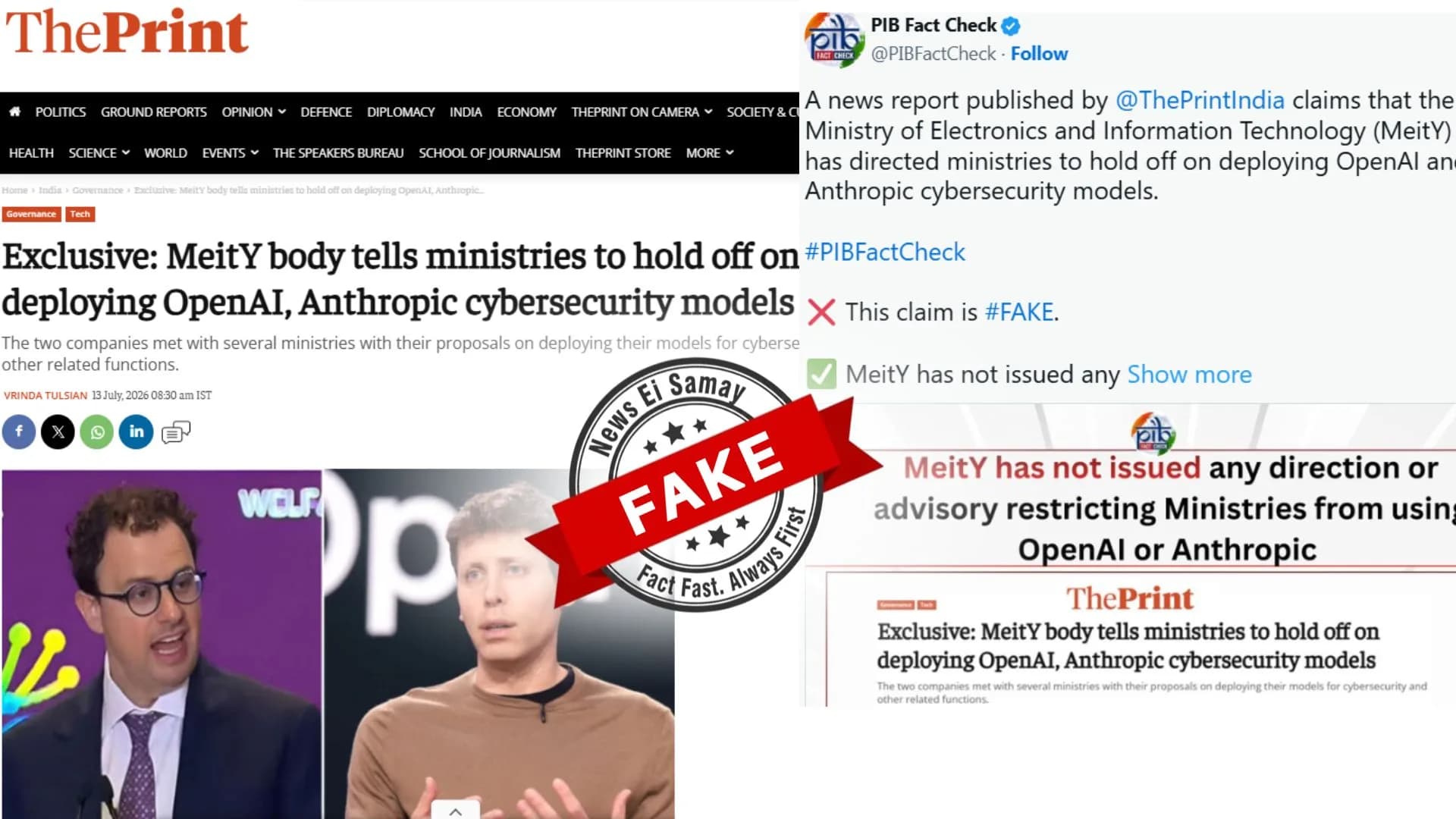 PIB labels report on MeitY’s OpenAI, Anthropic advisory ‘fake’, clarifies no ban exists