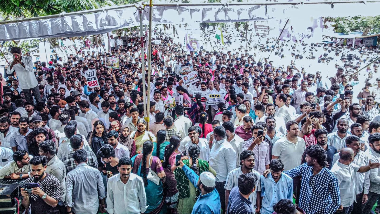 Protesters gather