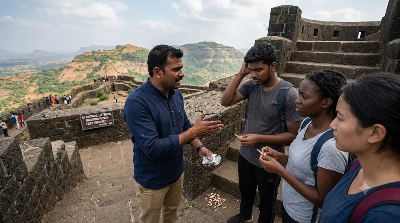 ‘This fort is our temple’: Local schools Delhi tourists for smoking at Lohagad Fort