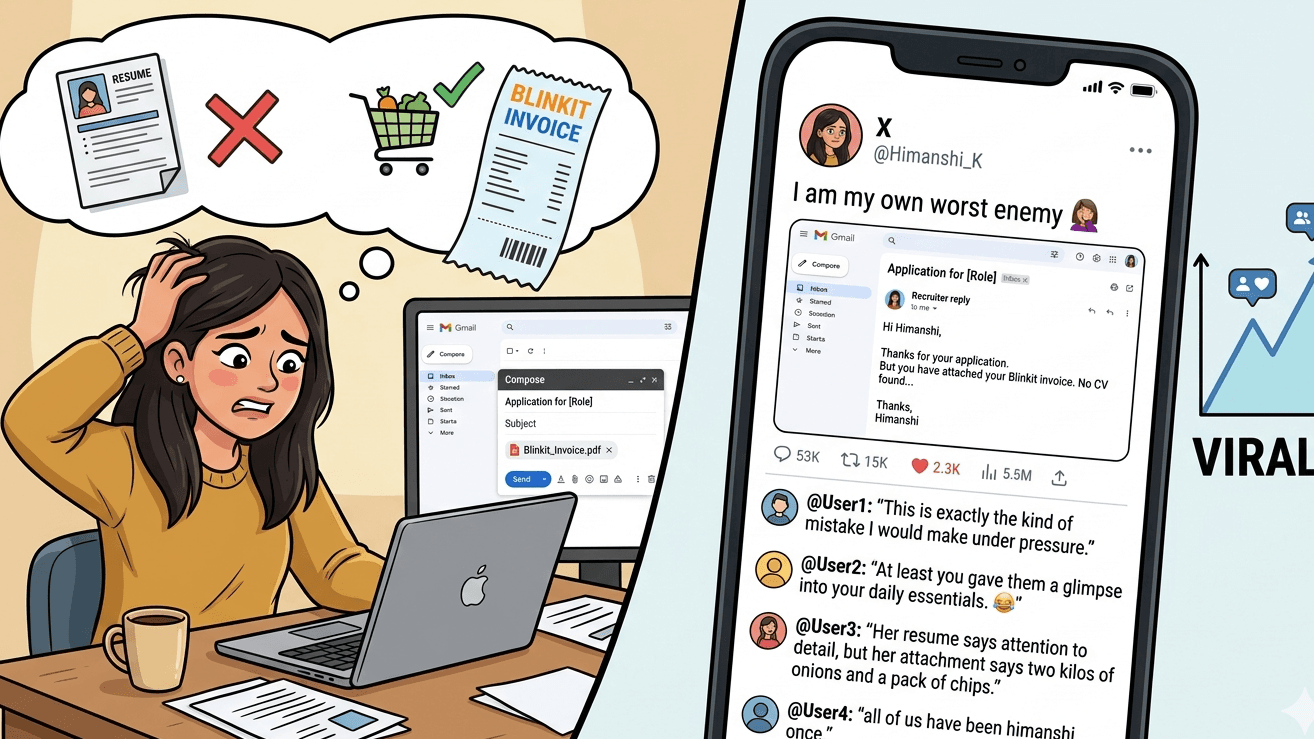 Woman accidentally shares Blinkit invoice with recruiter