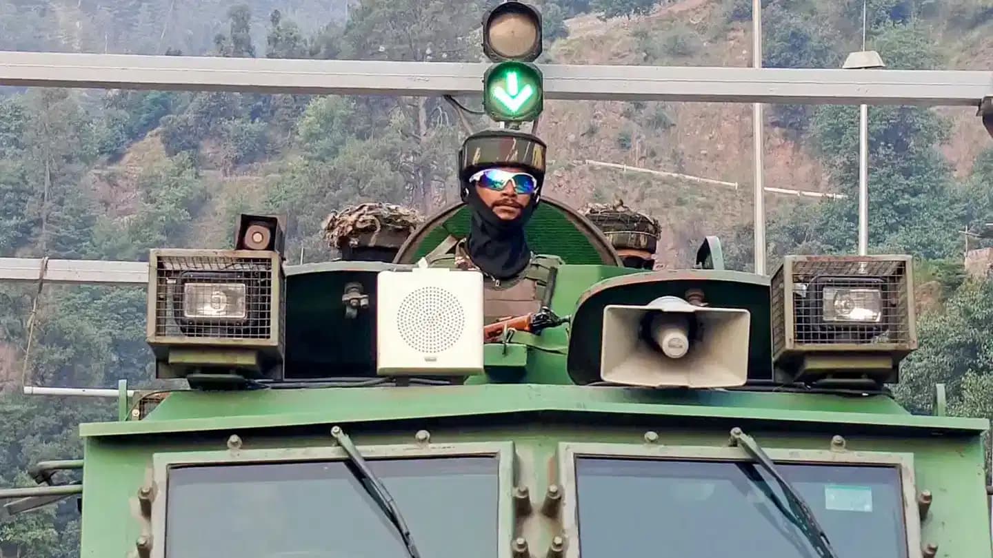 CRPF officer keeps vigil on Jammu-Srinagar Highway