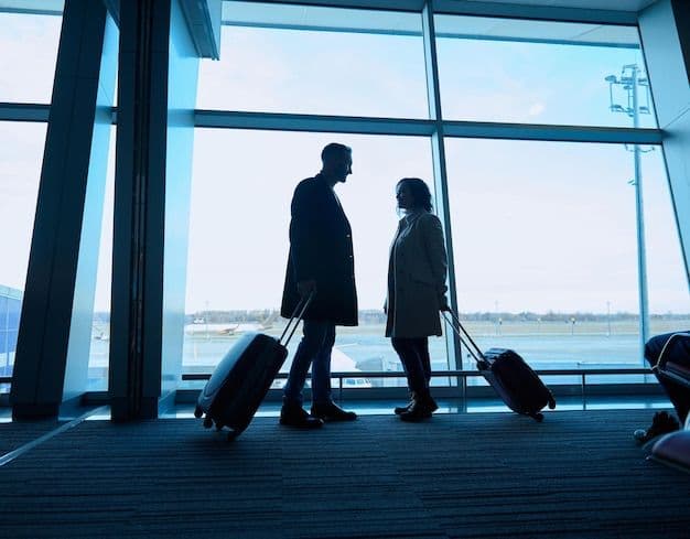 Couple at airport terminal