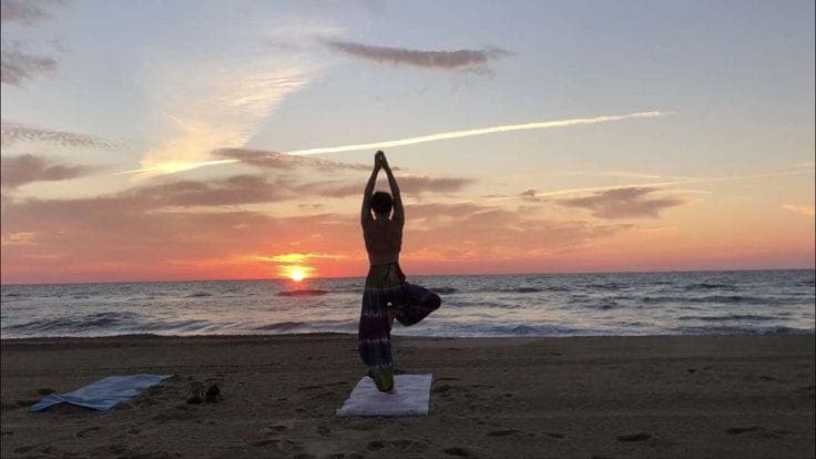 Person practising yoga indoors