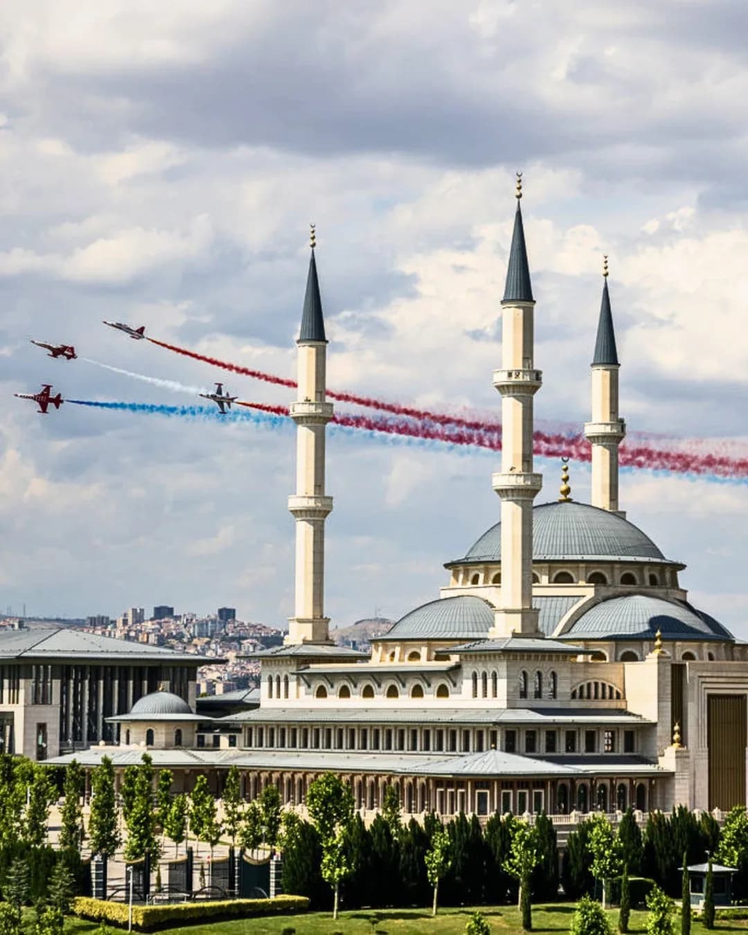 NATO summit in Ankara as military jets perform a flypast over the city, highlighting NATO unity and defence cooperation.