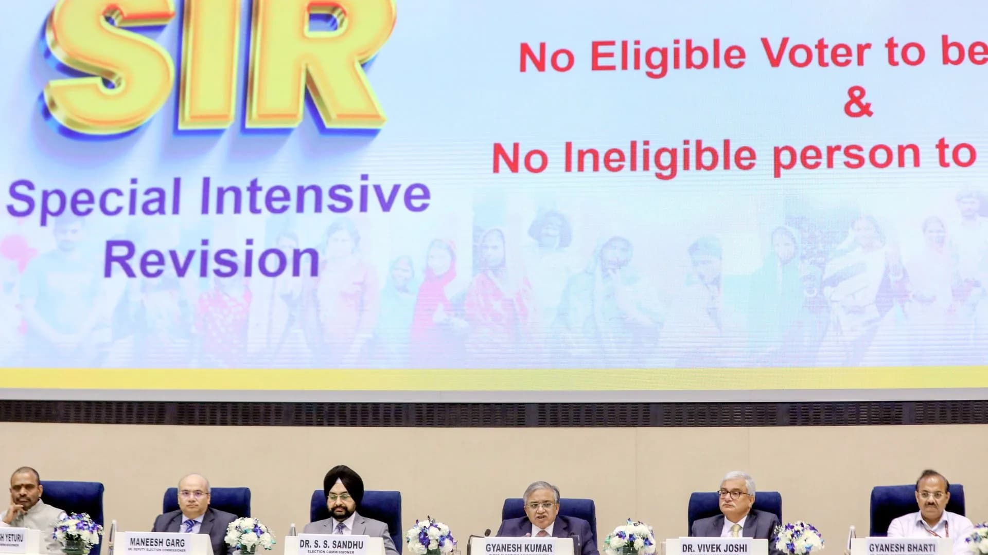 Chief Election Commissioner Gyanesh Kumar, along with Election Commissioners Vivek Joshi and Sukhbir Singh Sandhu