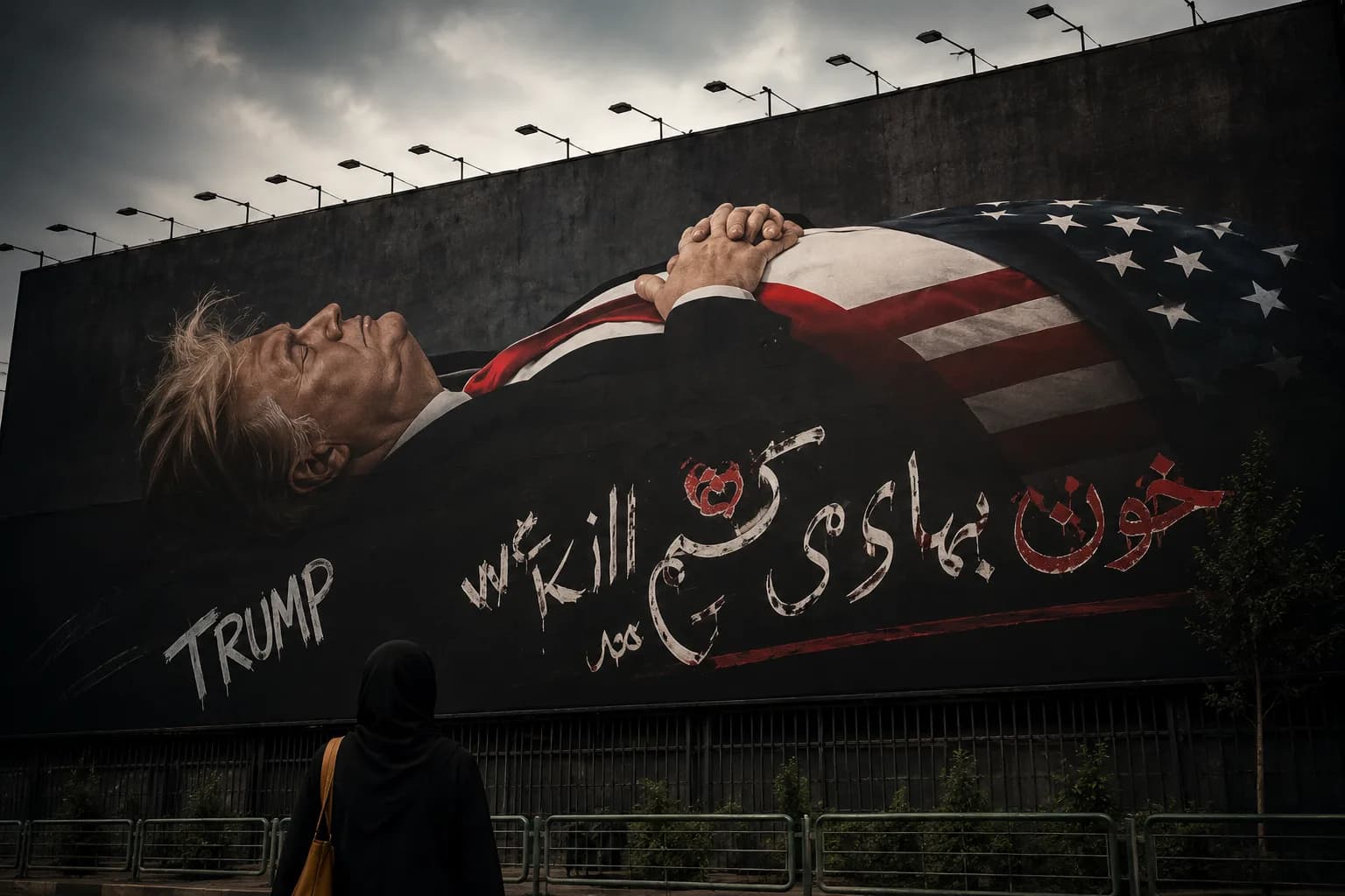 Iran’s giant mural turns up heat on Trump with ‘Blood for Blood’ message