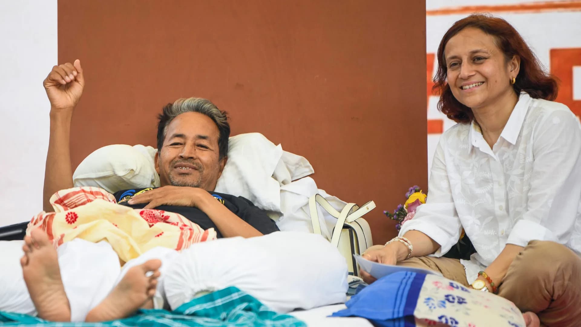 Sonam Wangchuk with his wife Gitanjali Angmo