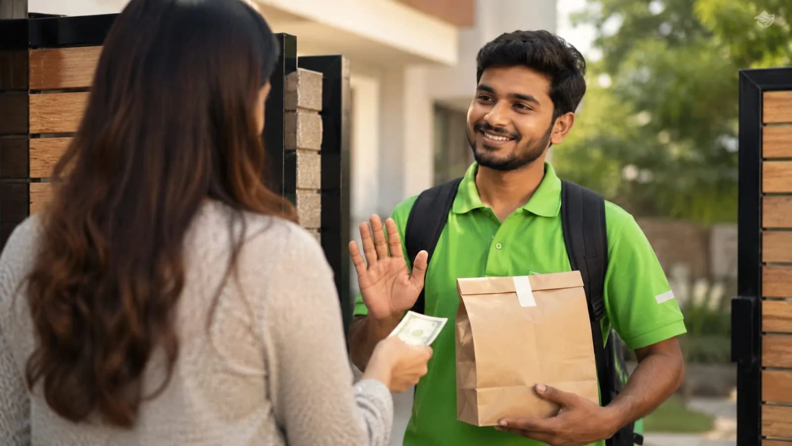 Delivery partner refusing tip