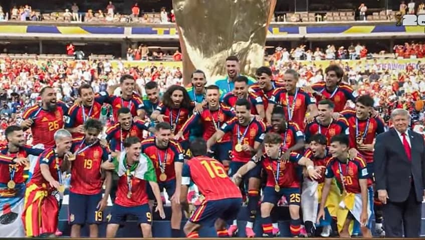 Donald Trump's podium moment overshadows Spain's World Cup celebrations. । @SportsCenter