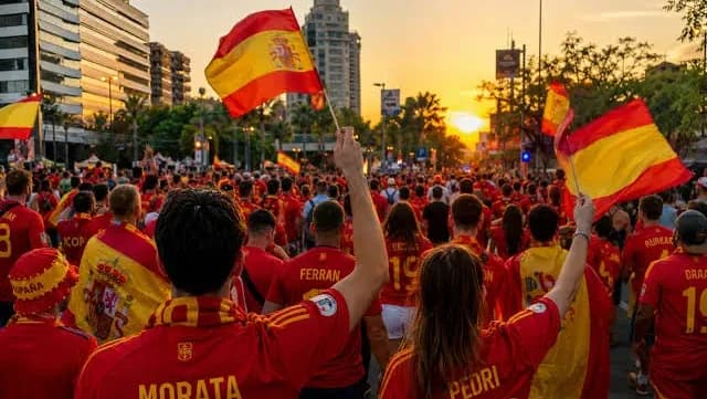Spain supporters celebrating