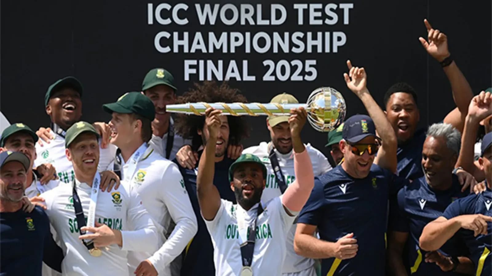 South Africa team celebrating after winning the World Test Championship